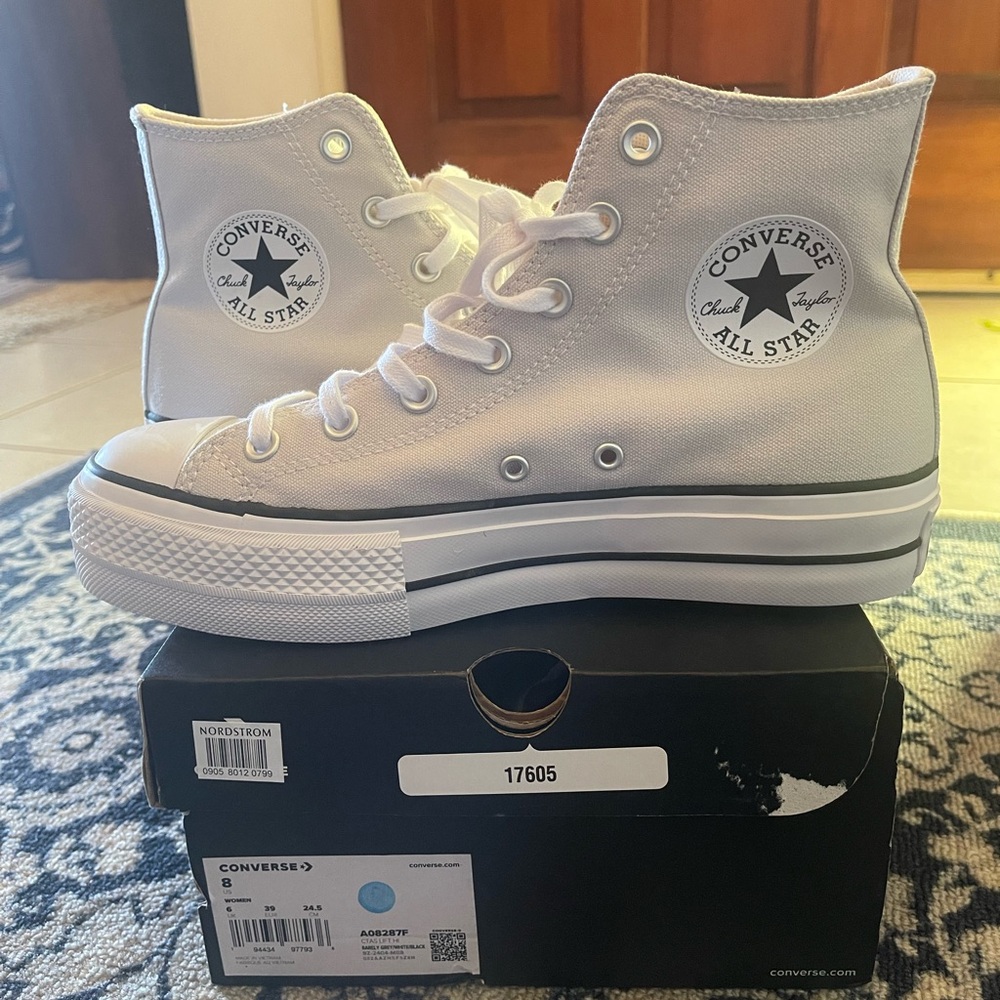 Barely Grey platform high top converse women size 8